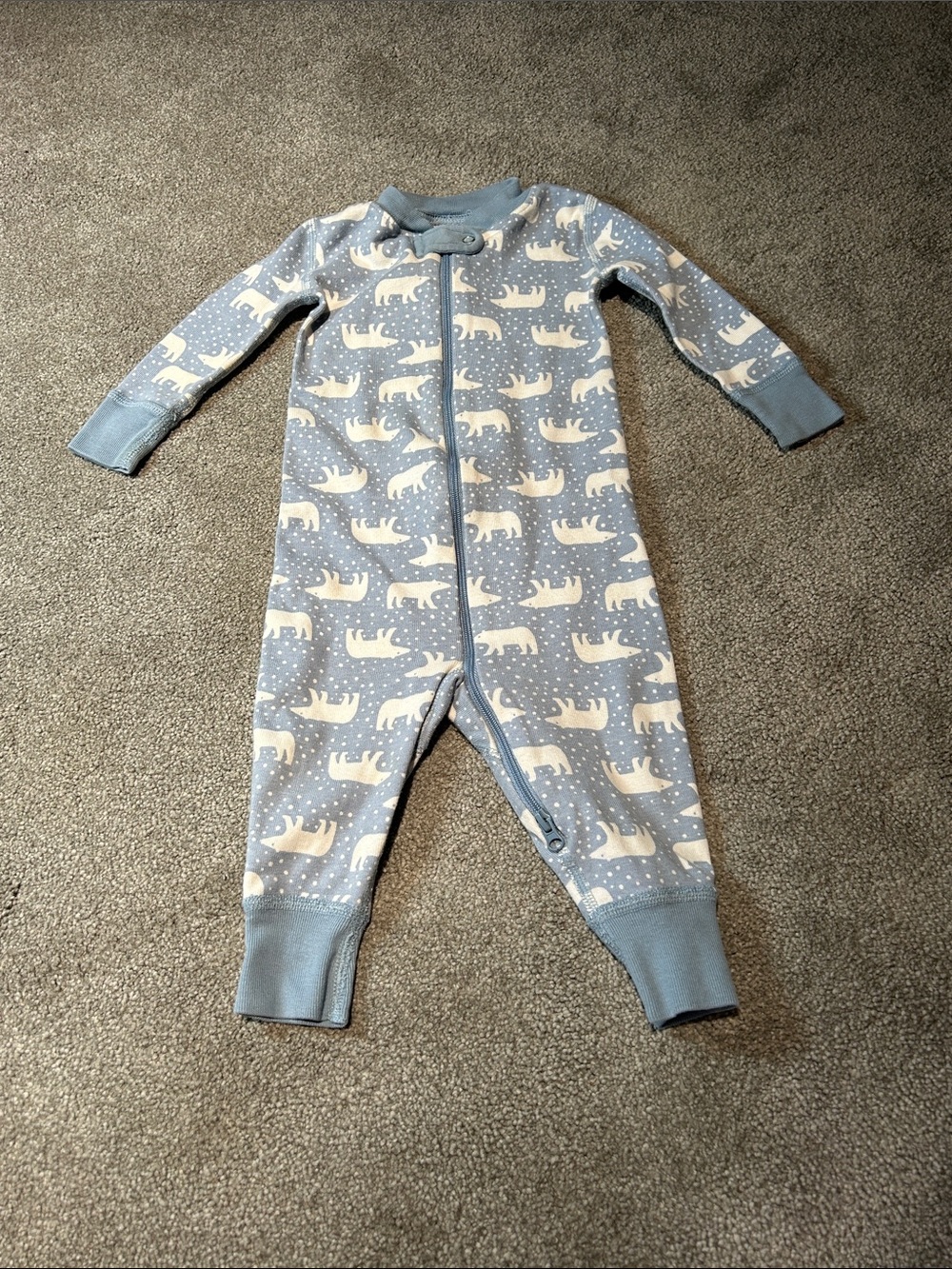 Hanna Andersson Light Blue Polar Bear Zip Pajamas